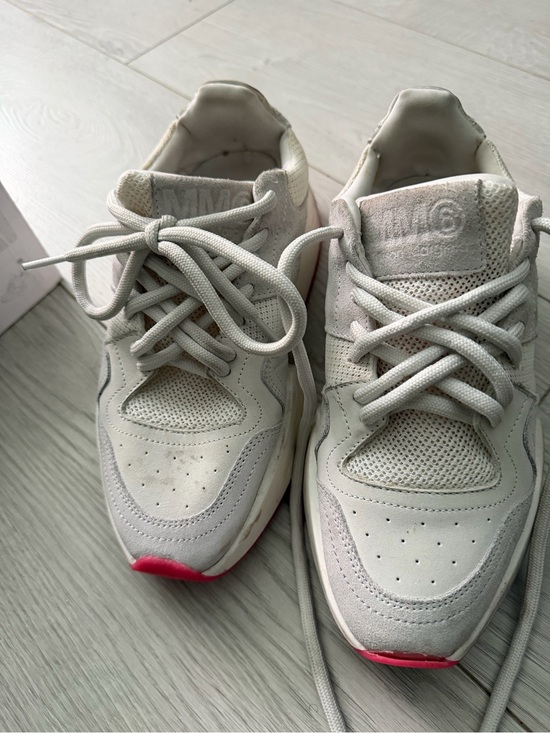 Shoes - Light Gray Athletic Sneakers with Pink Toe Accent